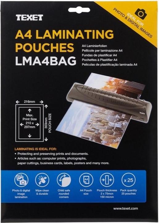 Produktbild Texet Laminierungsfolien A4 25erPack (A4, 25 Stück, 150 µm)