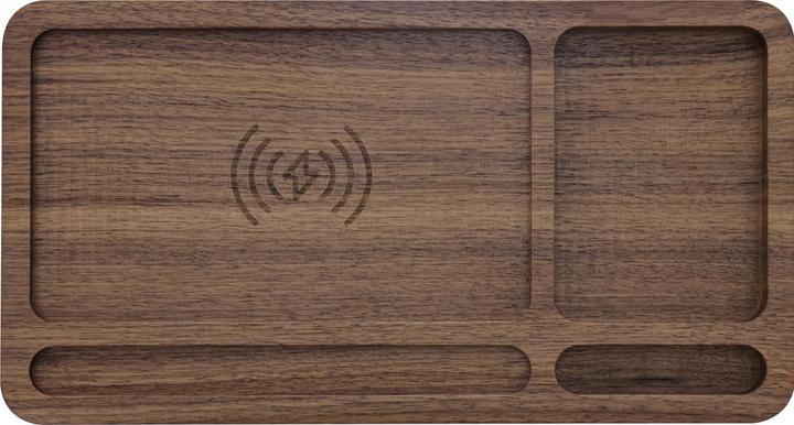 Actual product image InLine WoodCharge - Organiser with integrated Qi charging surface made of walnut wood (15 W)