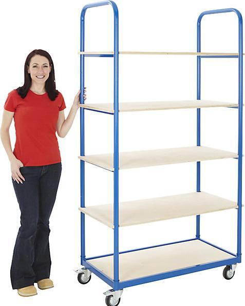 Actual product image eurokraft basic Shelf truck, 5 shelves, shelves LxW 1050 x 475 mm. (250 kg)