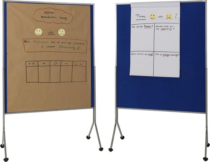 Produktbild Rocada Moderationswand, mobil, HxBxT 1950x1200x680 mm, Textilbezug blau