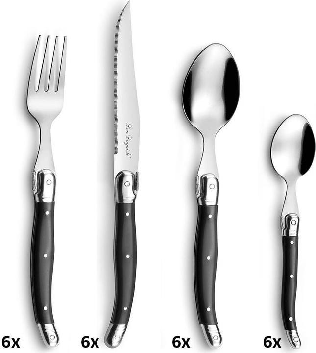 Produktbild Lou laguiole TRADITION Besteckset 24-teilig grau, hochglanzpoliert, für 6 Personen (24 Stück, Besteck Set)