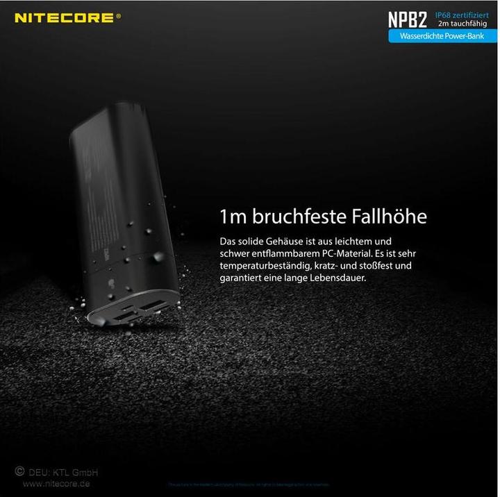 Actual product image Nitecore Powerbank NPB2 - 10000mAh, wasserdicht (10000 mAh, 18 W)
