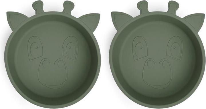 Actual product image Nuuroo Alex silicone deep plate 2-pack Giraf - Dusty green