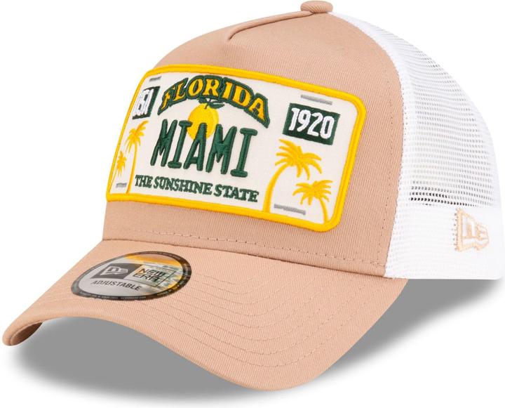 Produktbild New Era Adjustable A-Frame Trucker Cap - FLORIDA MIAMI beige