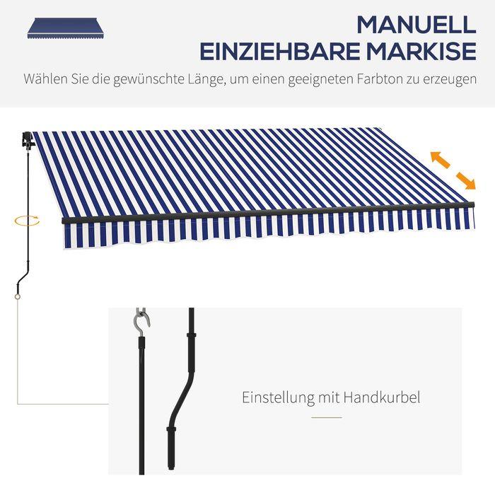 Actual product image Swisshandel24 3.5x3 m awning wall-mounted balcony awning with hand crank, sun protection, sun canopy aluminium (2.90 m)