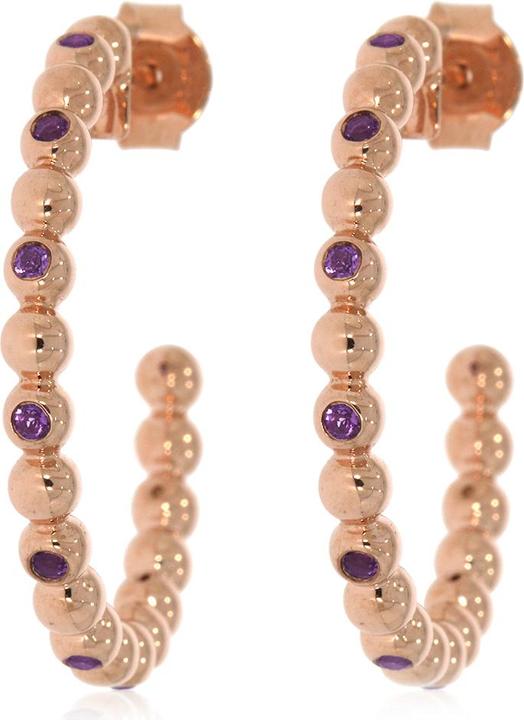 Xen Steckcreolen mit Amethyst ca. 0,40 ct. rosèvergoldet (925 Sterling Silber)