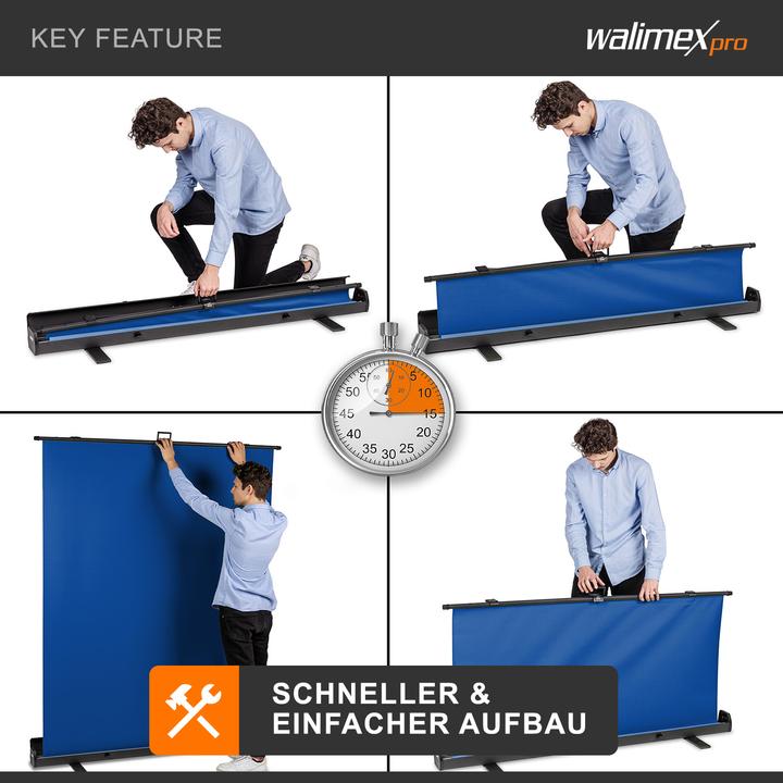Immagine prodotto Walimex pro Pannello roll-up sfondo blu 165x220 (176.50 cm, 226 cm)
