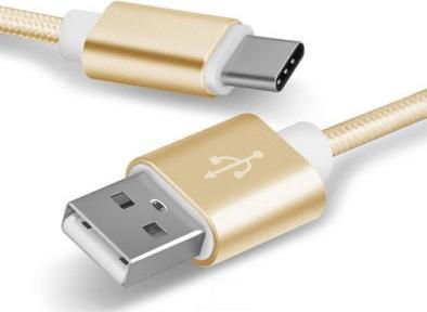 Actual product image Hermex Anki Type-C 3.1 USB Metal Charging Cable Fabric Data Cable 2.4A 1m GOLD (1 m, USB 3.1)