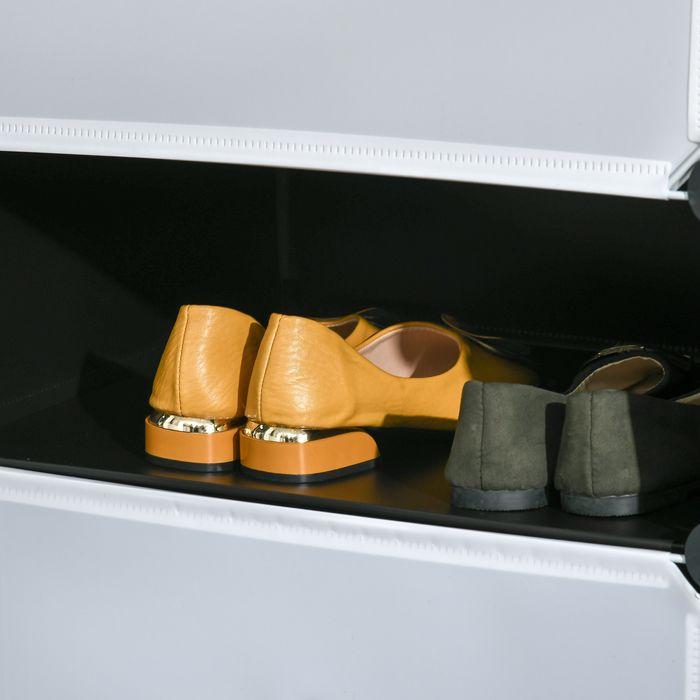 Immagine prodotto Swisshandel24 Schuhregal für 6 Paar Schuhe Schuhkarton Aufbewahrung von Schuhen Schwarz+Weiss