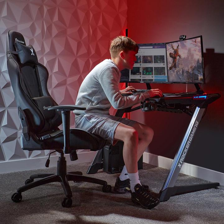 Produktbild X Rocker Chaise de jeu eSport Agility Sport avec ajustement ergonomique Noire Carbone