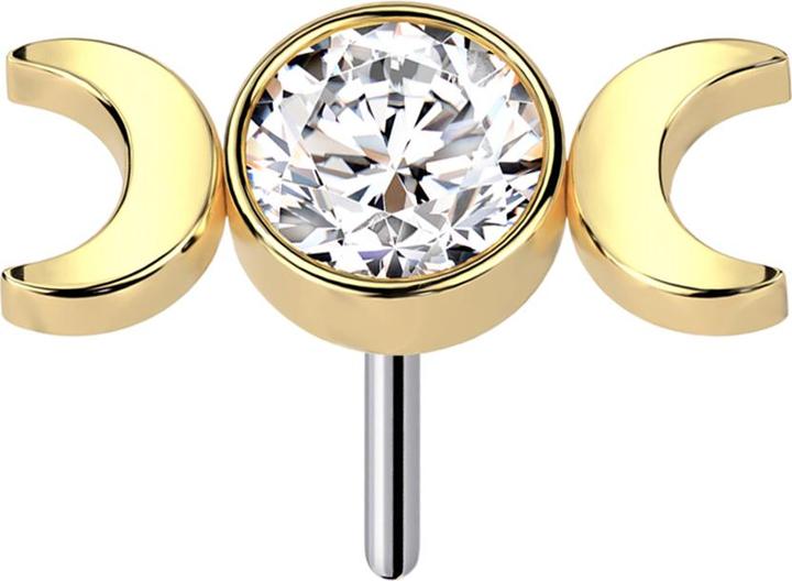 Produktbild Star Piercing Threadless vergoldet Kristall silber und zwei Mondsichel (ohne Messing, Titan G23)