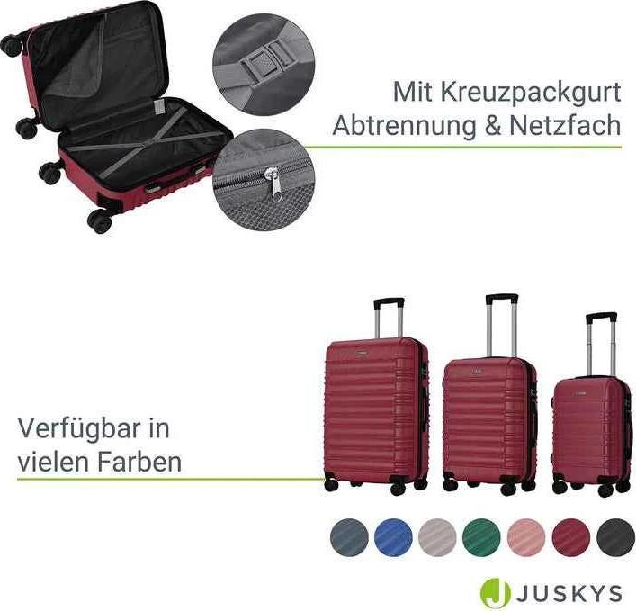Produktbild Juskys 3-teiliges Hartschalenkoffer-Set mit 360° Rollen (120 l, M (50 - 90l), XL (ab 115l))