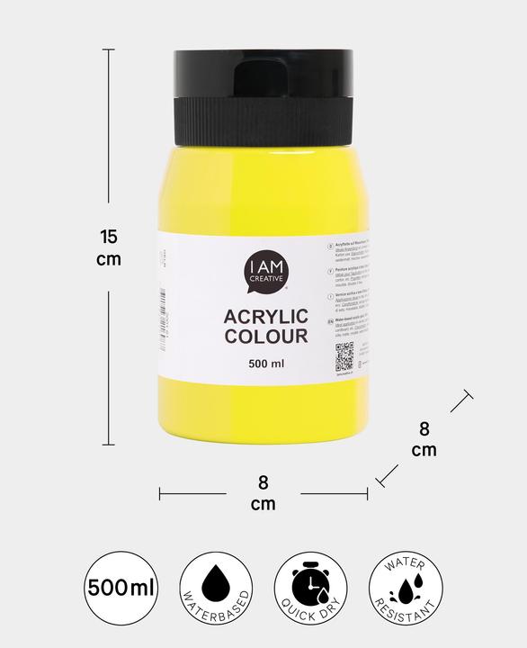 Immagine prodotto I Am Creative Basic Acrylic, pittura acrilica a base d'acqua, 500 ml (Giallo, 500 ml)