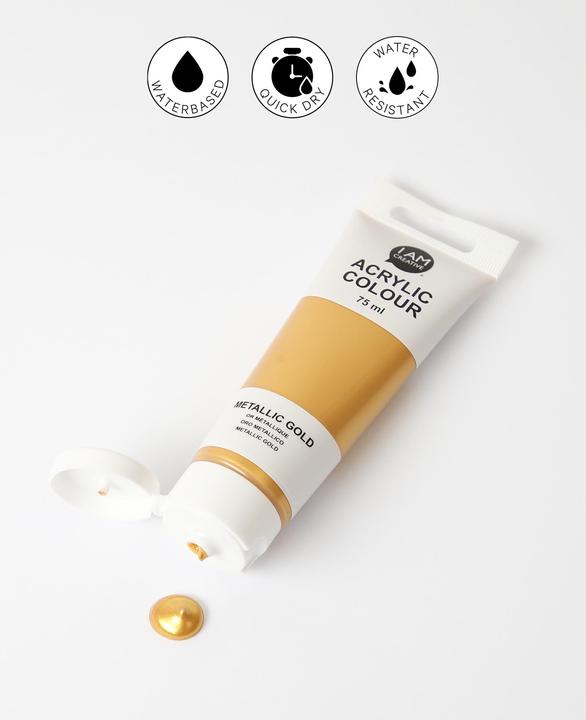 Actual product image I Am Creative Acrylic paint (Metallic, Gold, 75 ml)