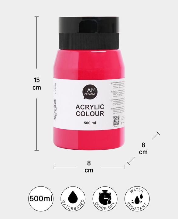 Image du produit I Am Creative Basic Acryl, peinture acrylique à base d'eau, 500 ml (Magenta, 500 ml)