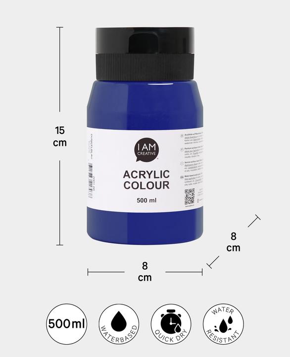 Image du produit I Am Creative Basic Acryl, peinture acrylique à base d'eau, 500 ml (Bleu foncé, 500 ml)