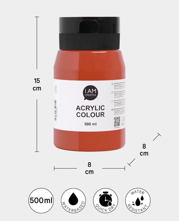 Immagine prodotto I Am Creative Basic Acrylic, pittura acrilica a base d'acqua, 500 ml (Marrone, 500 ml)