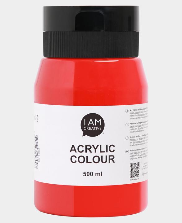 Produktbild I Am Creative Basic Acryl, Acrylfarbe auf Wasserbasis, 500 ml (Rot, 500 ml)