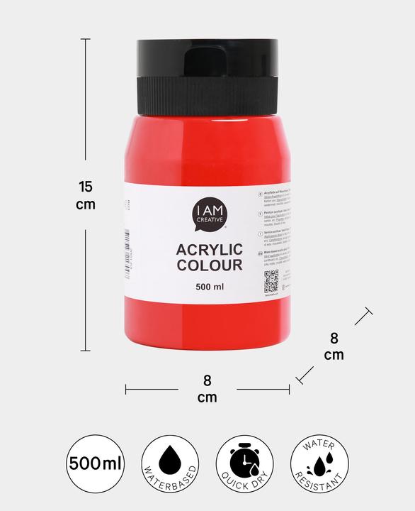 Produktbild I Am Creative Basic Acryl, Acrylfarbe auf Wasserbasis, 500 ml (Rot, 500 ml)