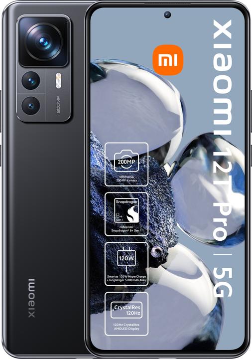 Xiaomi 12T Pro (256 GB, Black, 6.67", Dubbele SIM, 200 Mpx, 5G)
