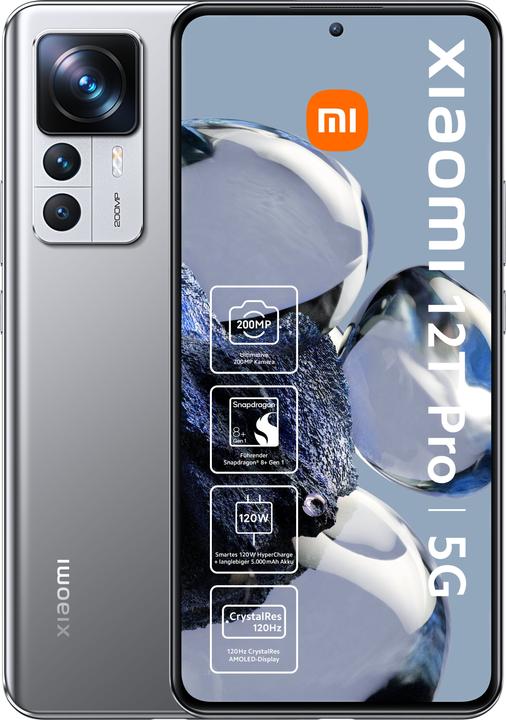 Produktbild Xiaomi 12T Pro (256 GB, Silver, 6.67", Dual SIM, 200 Mpx, 5G)