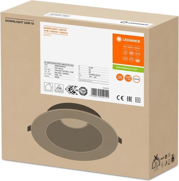 Actual product image Ledvance DL UGR19 DN155 PFM 14W/840 WT (1600 lm)