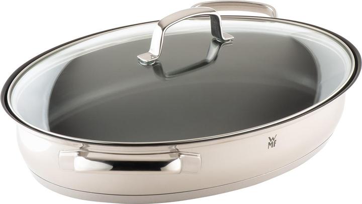 Productafbeelding WMF Vispan Ovale Smoorpan 38cm Deksel Inductie Roestvrij Staal Gecoat (26 cm, Koekenpan, Roestvrij staal)