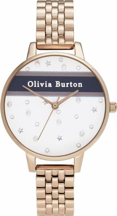 Olivia Burton Ladies Watch Pink & Navy Stripe OB16VS06 (Analogue wristwatch, 34 mm)