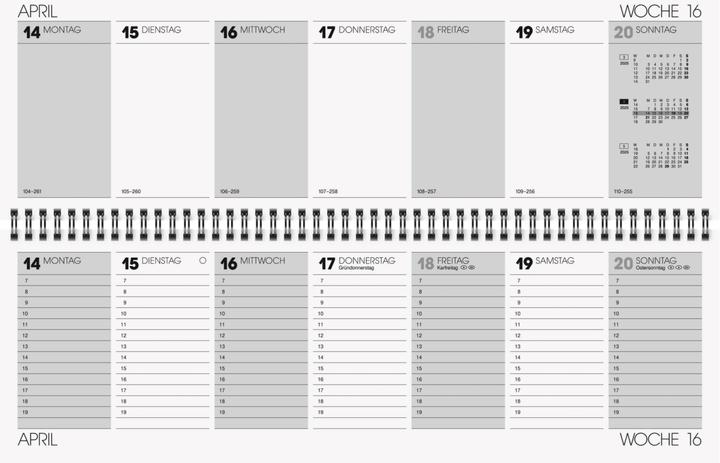 Nährwerte und Zutaten Querkalender 775 42x13,7cm 1 Woche/2 Seiten Karton blau 2025 (Deutsch)