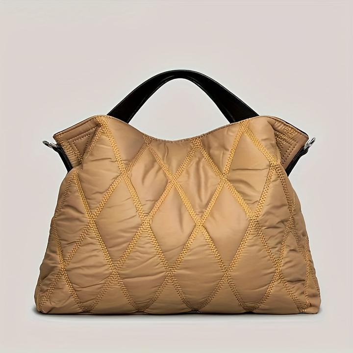 Produktbild Only-Bags.Store Trendy Puffer gesteppte Tote Bag, Rhombus Nylon Umhängetasche, weich gepolsterte Handtasche
