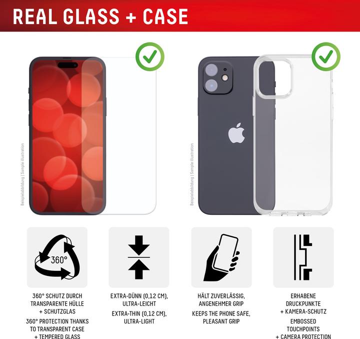 Image du produit Displex Real Glass, 2D Panzerglas + Handyhülle (1 pièce(s), Apple iPhone 16e)