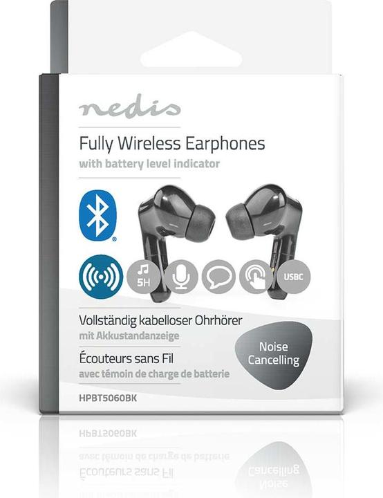 Produktbild Nedis Vollständig drahtlose Kopfhörer | Bluetooth® | max. Batteriespielzeit: 5 Std | Berührungssteue (ANC, 5 h, Kabellos)