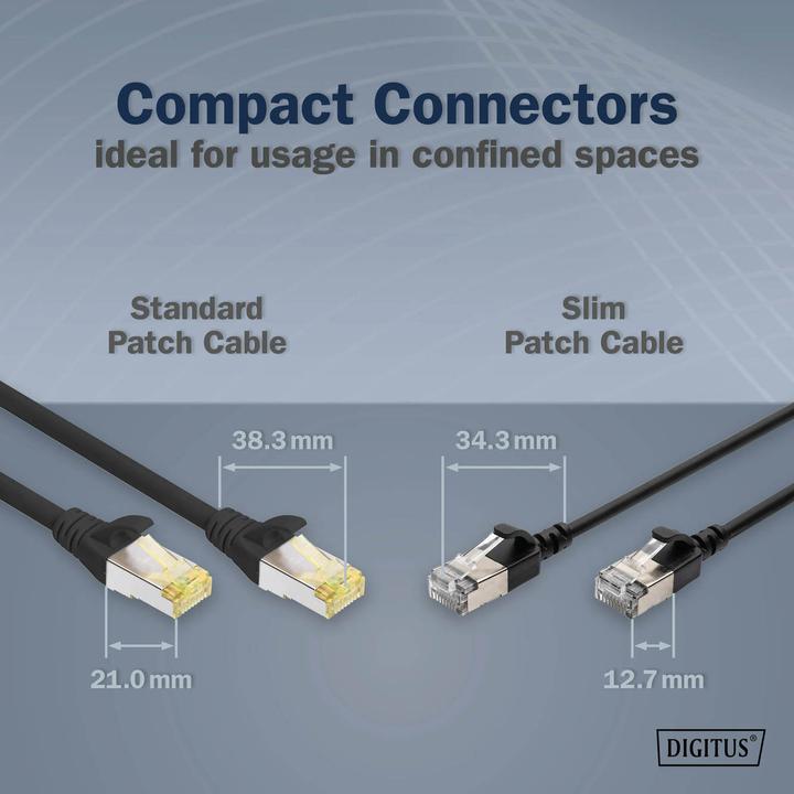 Actual product image Digitus CAT 6A class Ea, F/FTP, twisted pair patch cable, Cu, LSZH, AWG 32/7, length: 0.5 m, black (F/FTP, CAT6a, 0.50 m)