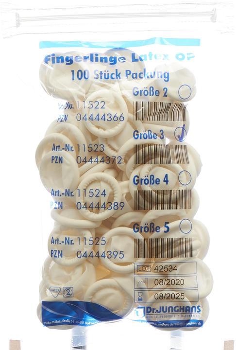 Produktbild Dr. Junghans Fingerlinge Latex Grösse 3 puderfrei 100 Stück (3)