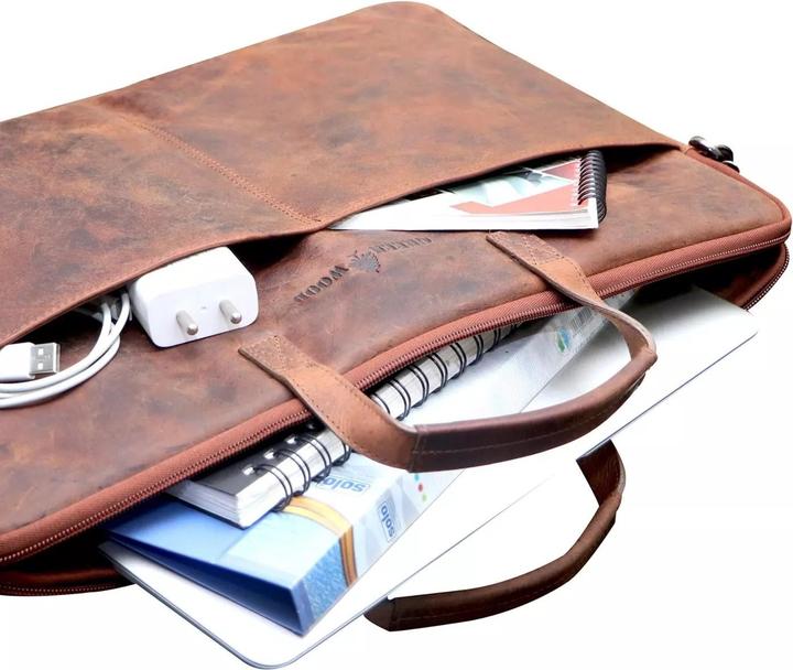 Produktbild Greenwood Laptoptasche Business-/Schultasche 17 Zoll Echtleder Fred Khaki No.6 (17")