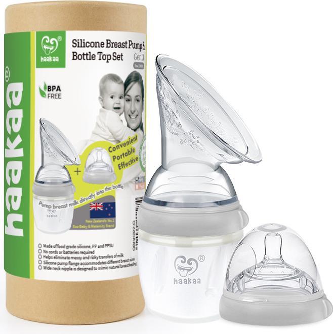 Image du produit Haakaa Génération 3 tire-lait + biberon Top Set 160ml - Gris