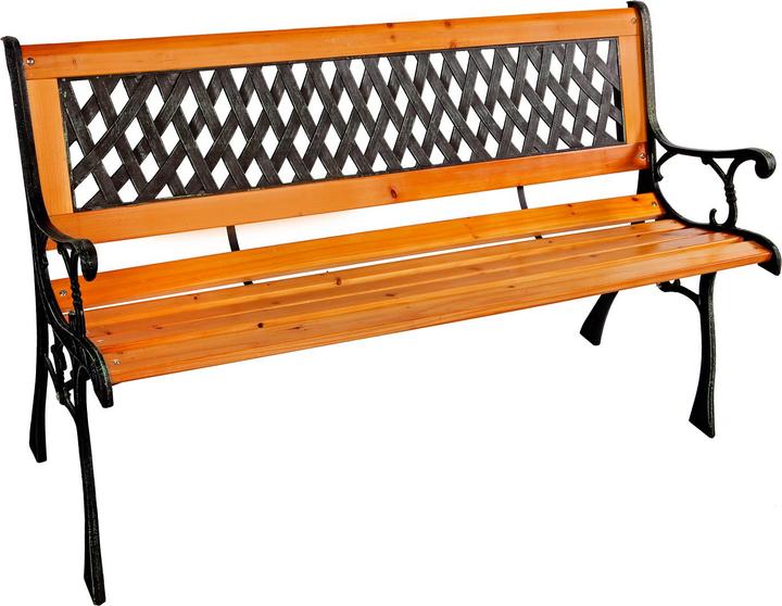 Actual product image Inda-Exclusiv Massivholz Parkbank Gartenbank Metall pulverbeschichtet Natur/Schwarz