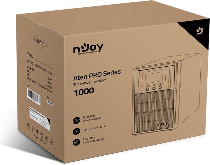 Image du produit Njoy Aten PRO 1000 (1000 VA, 900 W, Double convertisseur en ligne Onduleur)