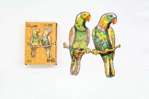 Actual product image PuzzleOk Eco wooden puzzle 120 budgies A3 (120 pieces)
