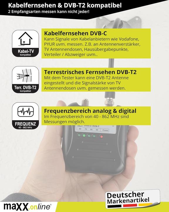 Image du produit Maxx.onLine Signaltester für DVB-C/DVB-T Kabelfernsehen