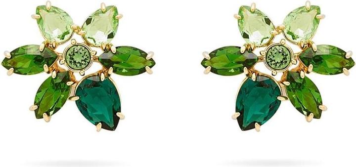 Actual product image Swarovski Gema Stud Earrings Various Cuts Flower Green Gold (Swarovski Metal)