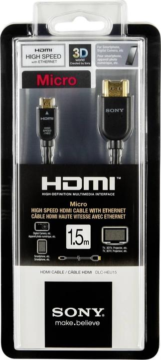 Image du produit Sony micro HDMI (Typ D) — HDMI (Typ A) (1.50 m, HDMI)
