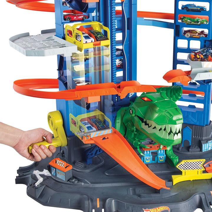 Immagine prodotto Hot Wheels Parcheggio della City Megacity con attacco di T-Rex