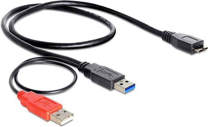 Delock Câble USB 3.0 Y 1x USB 3.0 micro-B mâle+ USB 2.0-A mâle 20cm (0.60 m, USB 3.0)