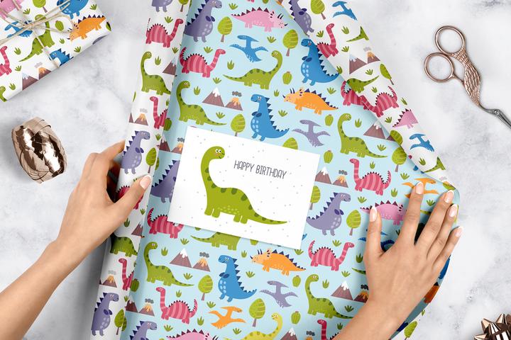 Actual product image Dabelino Wrapping paper set for children: Dinosaur (Wrapping paper, 4 x)