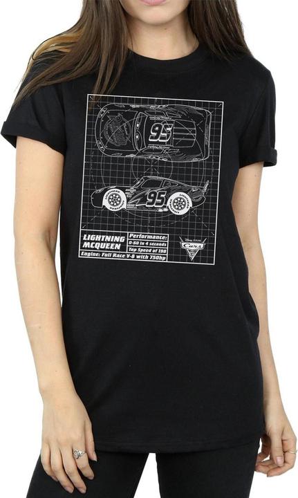 Immagine prodotto Disney Cars Lightning McQueen Blueprint Maglietta Ampia Donna (XXL)