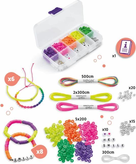 Produktbild Maped Creativ Schmuckset IMAGIN'STYLE Armbänder NEON Set zum Erstellen von 14 Armbändern, für die Technike