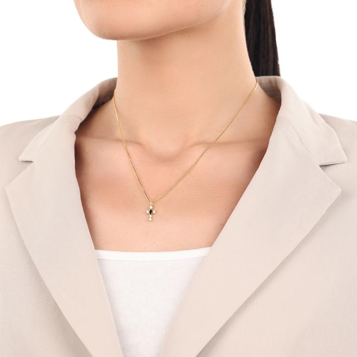 Produktbild Amor Anhänger für Damen, Gold 375, Zirkonia synth. | Kreuz (Gold 375, 9 ct)