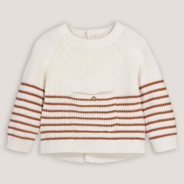 Image du produit La Redoute Collections Pull en grosse maille avec encolure ronde et fermeture boutonnée dans le dos (68)