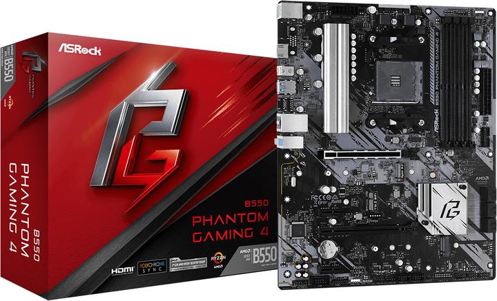 Productafbeelding AsRock B550 Phantom Gaming 4 (AM4, AMD B550, ATX)